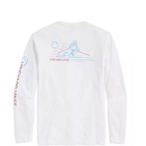 Vineyard Vines Shirt Downhill Skiier Skiing Graphic Long Sleeve XXL White NWT
